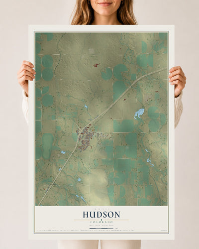 Map of Hudson, Colorado, 24 x 36 inch unframed archival matte print