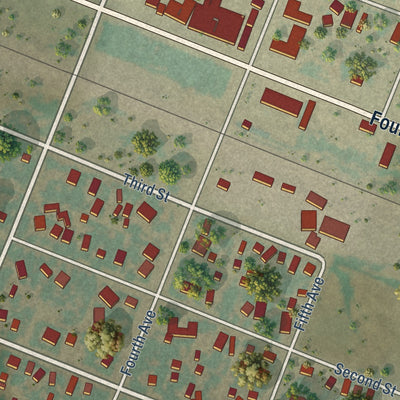 Second close-up of the map of Hugo, Colorado print showing more streets and buildings
