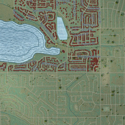 Close-up of the map of Hygiene, Colorado print showing street and building detail
