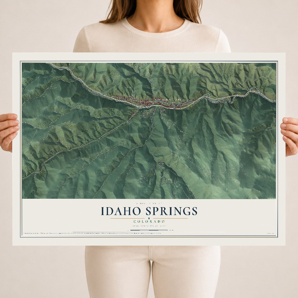 Map of Idaho Springs, Colorado, 18 x 24 inch unframed archival matte print