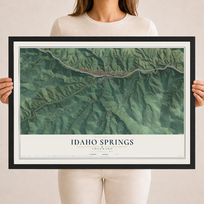 Map of Idaho Springs, Colorado, 18 x 24 inch print in a black wood frame