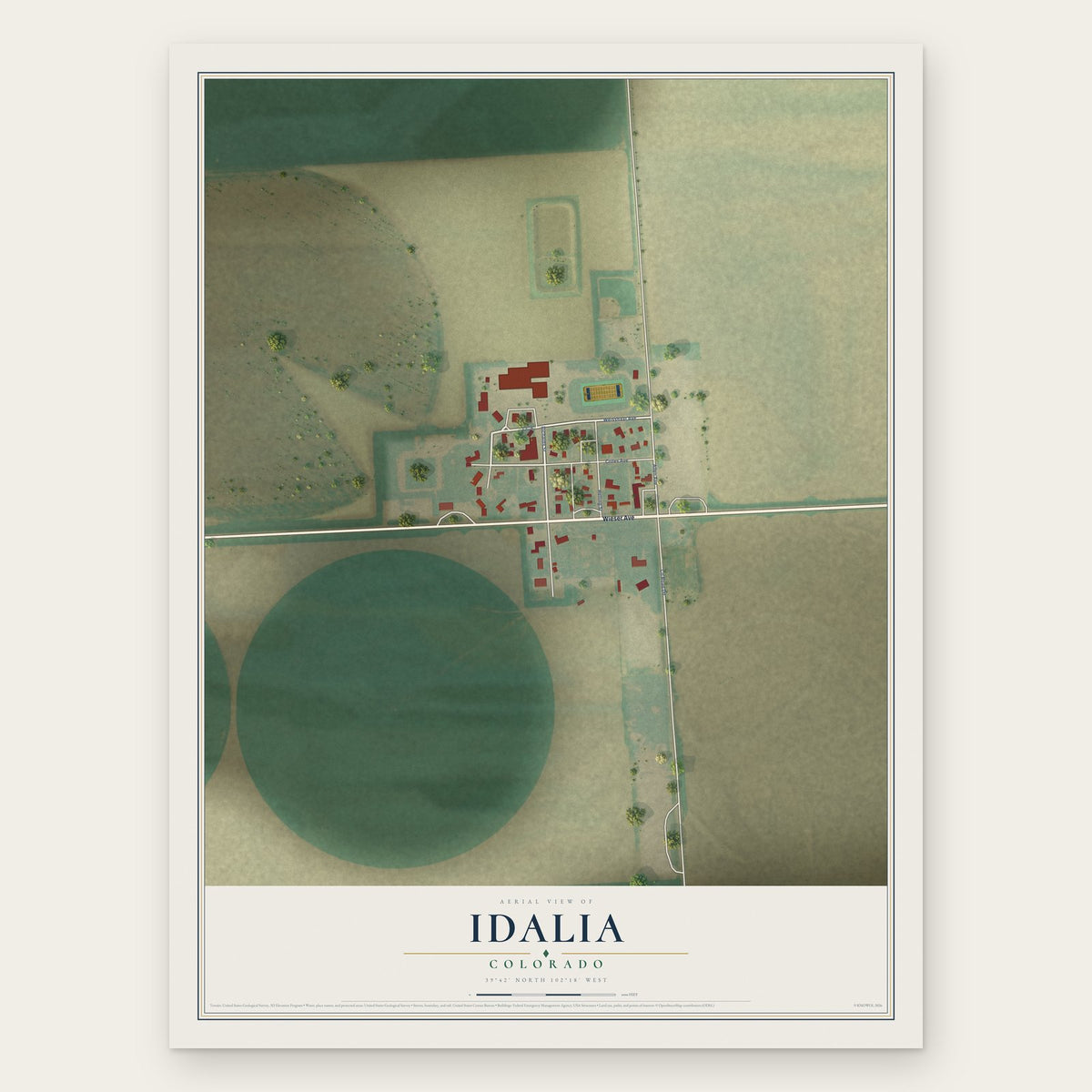 Idalia, Colorado map print, the full design