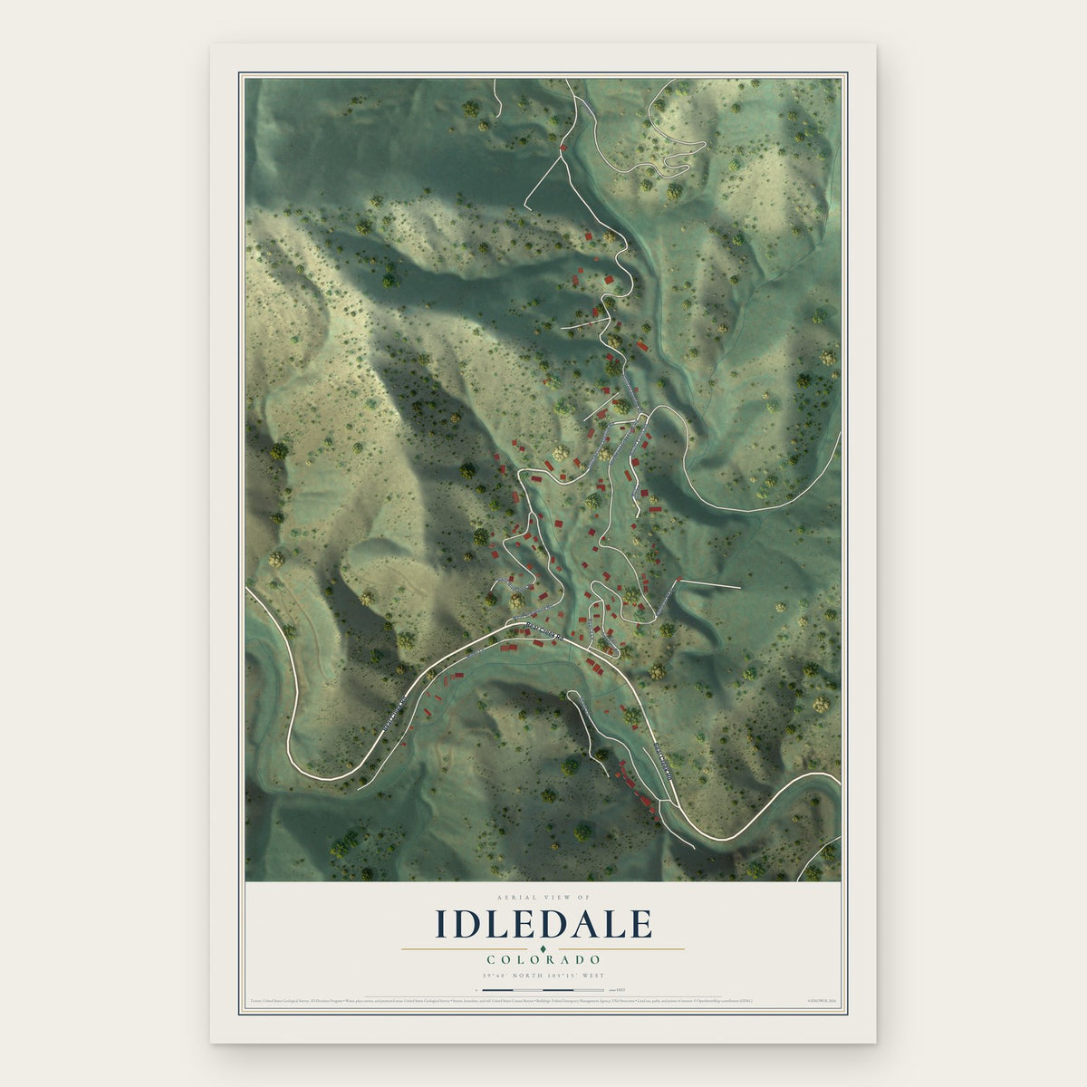 Idledale, Colorado map print, the full design