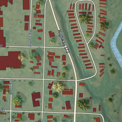 Close-up of the map of Ignacio, Colorado print showing street and building detail