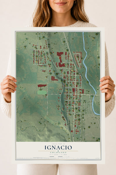 Map of Ignacio, Colorado, 18 x 24 inch unframed archival matte print