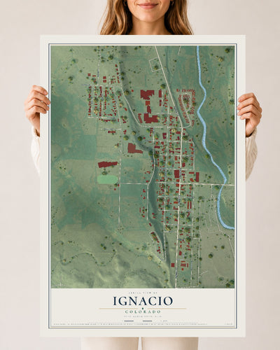 Map of Ignacio, Colorado, 24 x 36 inch unframed archival matte print