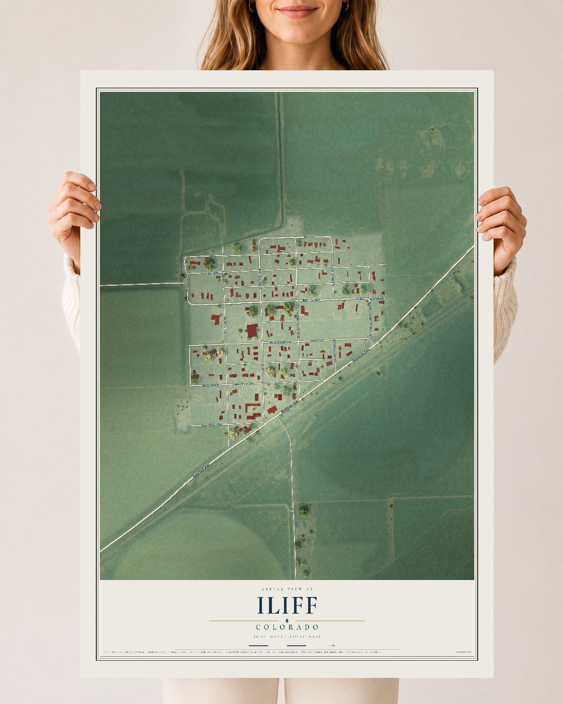 Map of Iliff, Colorado, 24 x 36 inch unframed archival matte print