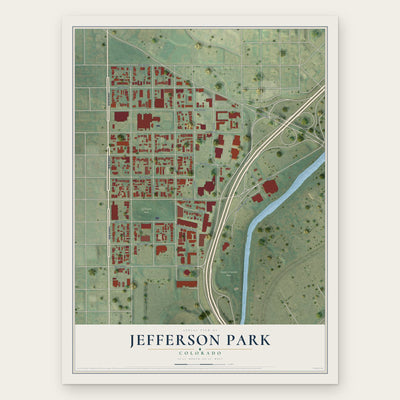 Jefferson Park, Colorado map print, the full design