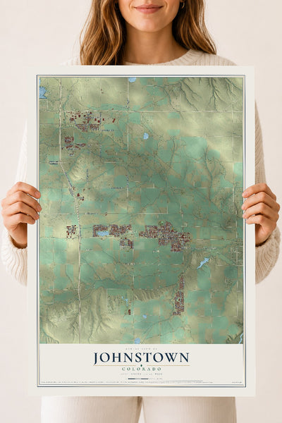 Map of Johnstown, Colorado, 18 x 24 inch unframed archival matte print