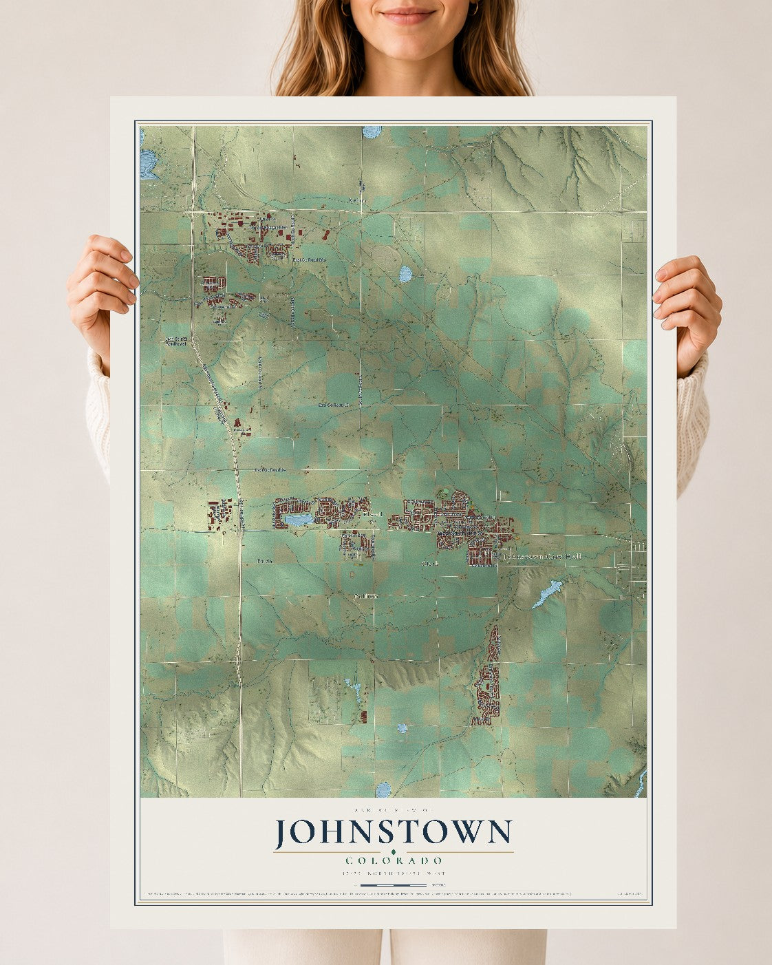 Map of Johnstown, Colorado, 24 x 36 inch unframed archival matte print