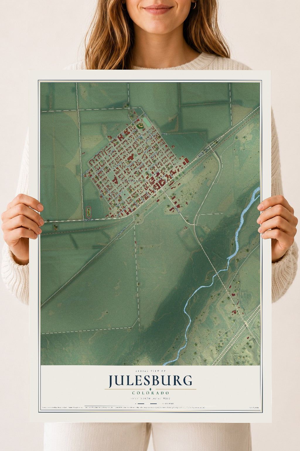 Map of Julesburg, Colorado, 18 x 24 inch unframed archival matte print