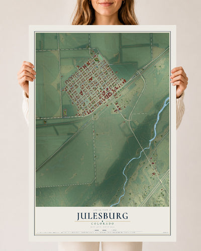 Map of Julesburg, Colorado, 24 x 36 inch unframed archival matte print