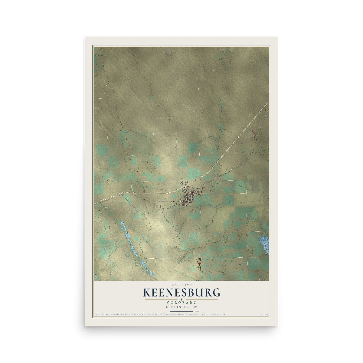 Map of Keenesburg, Colorado, 12 x 18 inch unframed archival matte print