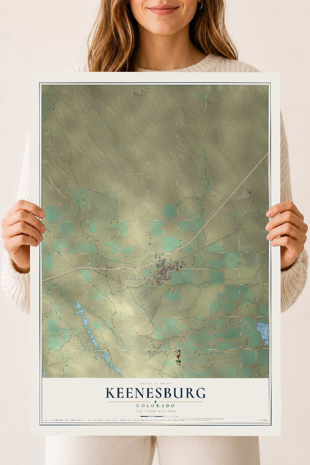 Map of Keenesburg, Colorado, 18 x 24 inch unframed archival matte print