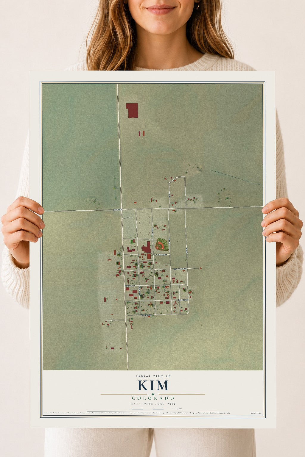Map of Kim, Colorado, 18 x 24 inch unframed archival matte print