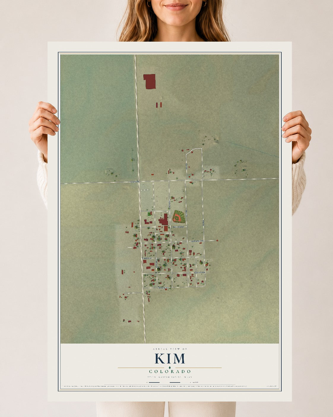 Map of Kim, Colorado, 24 x 36 inch unframed archival matte print
