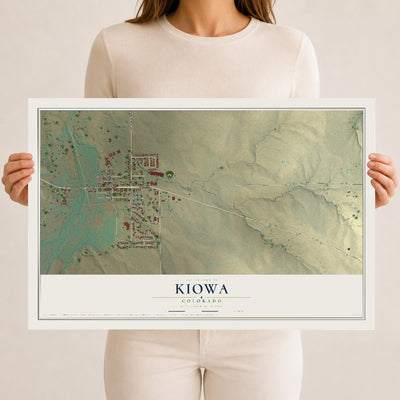 Map of Kiowa, Colorado, 12 x 18 inch unframed archival matte print