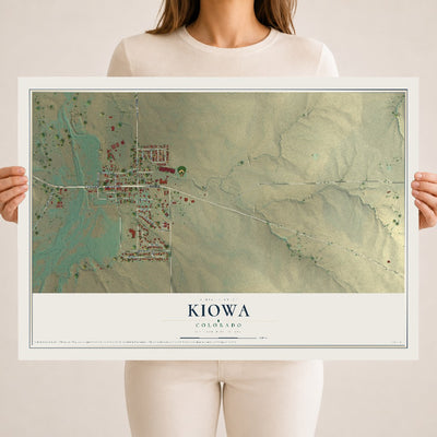 Map of Kiowa, Colorado, 18 x 24 inch unframed archival matte print