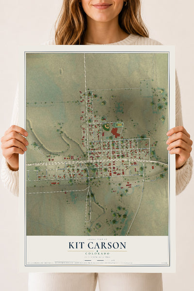Map of Kit Carson, Colorado, 18 x 24 inch unframed archival matte print