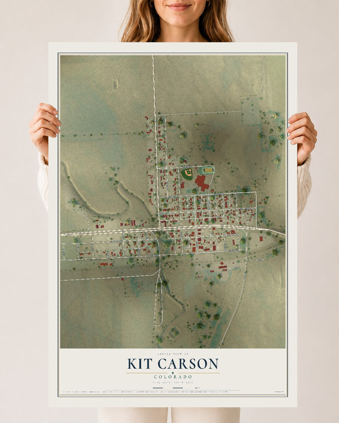 Map of Kit Carson, Colorado, 24 x 36 inch unframed archival matte print