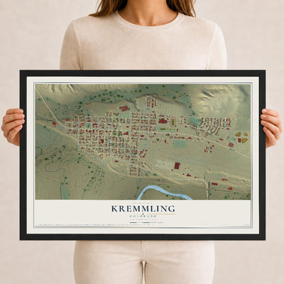Map of Kremmling, Colorado, 12 x 18 inch print in a black wood frame