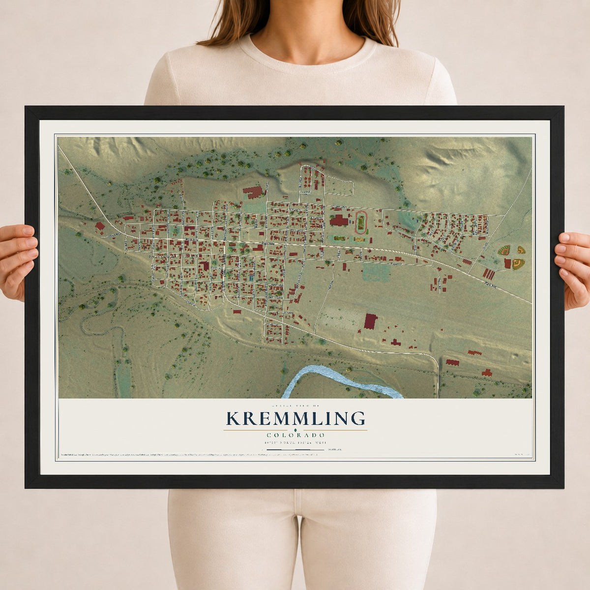 Map of Kremmling, Colorado, 18 x 24 inch print in a black wood frame