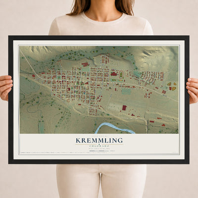 Map of Kremmling, Colorado, 18 x 24 inch print in a black wood frame