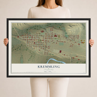 Map of Kremmling, Colorado, 24 x 36 inch print in a black wood frame