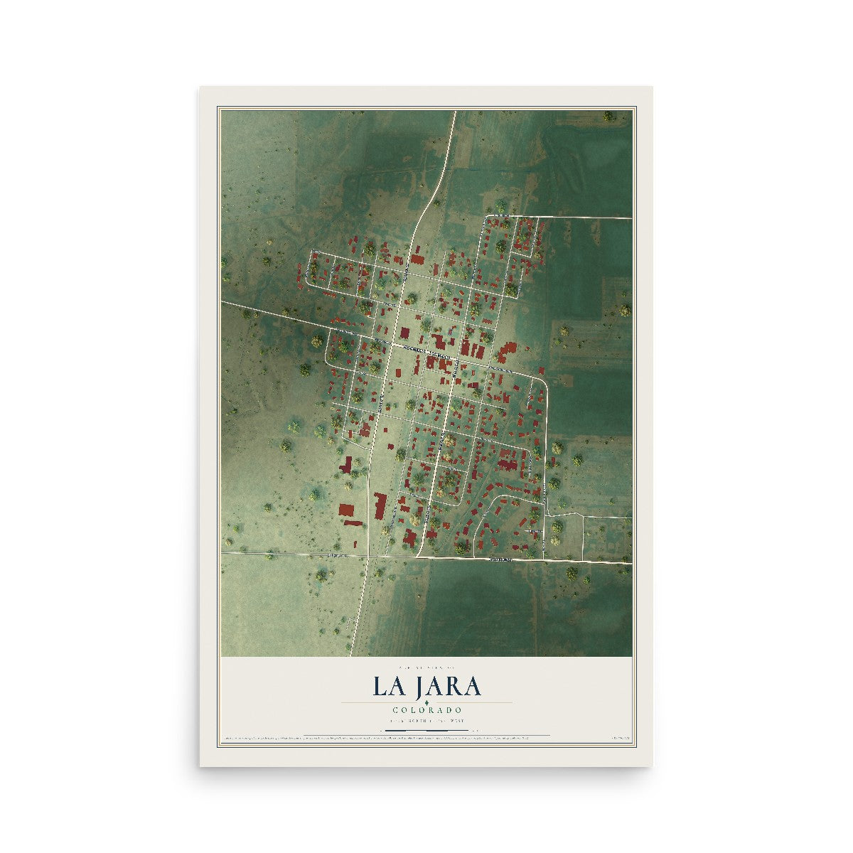 Map of La Jara, Colorado, 12 x 18 inch unframed archival matte print