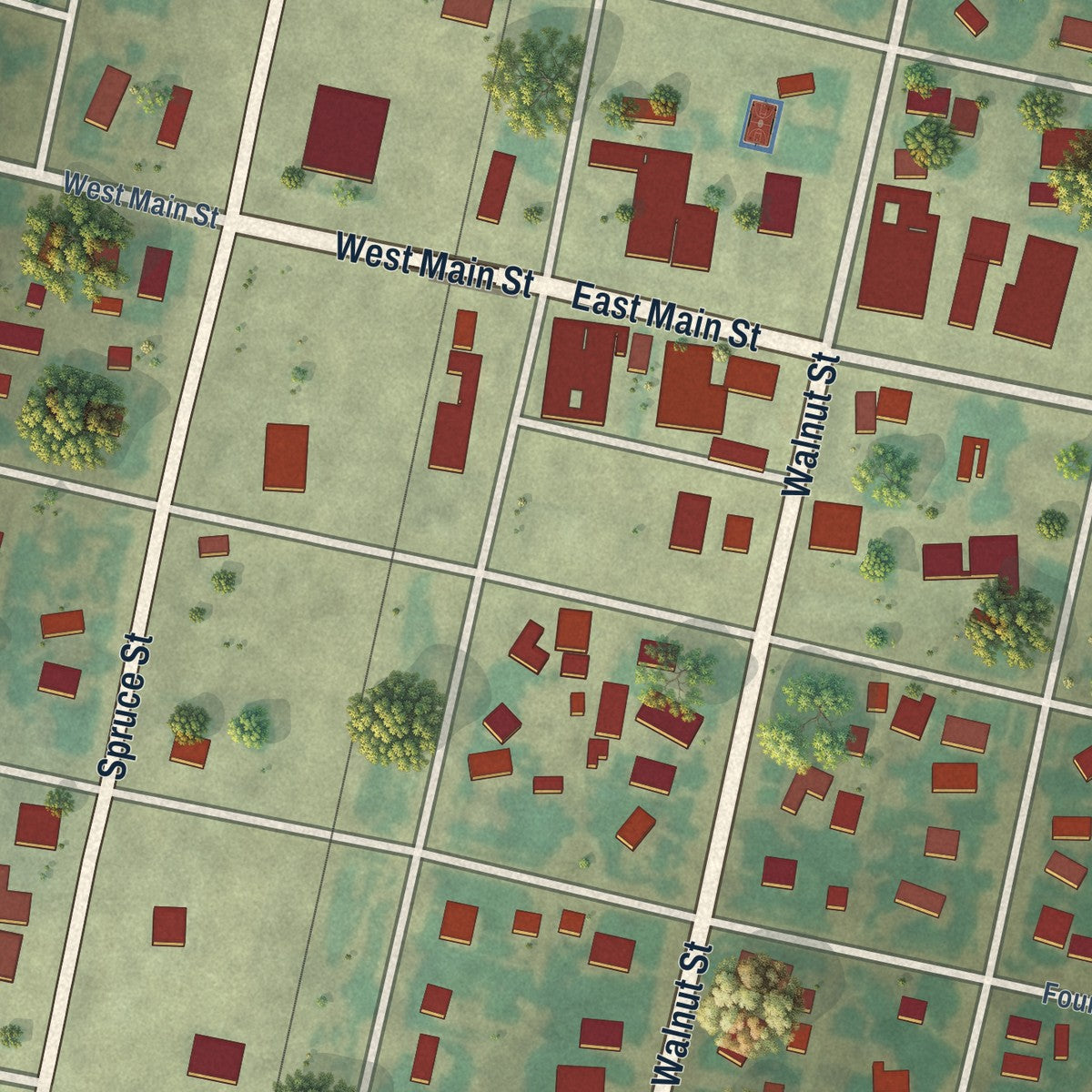 Close-up of the map of La Jara, Colorado print showing street and building detail
