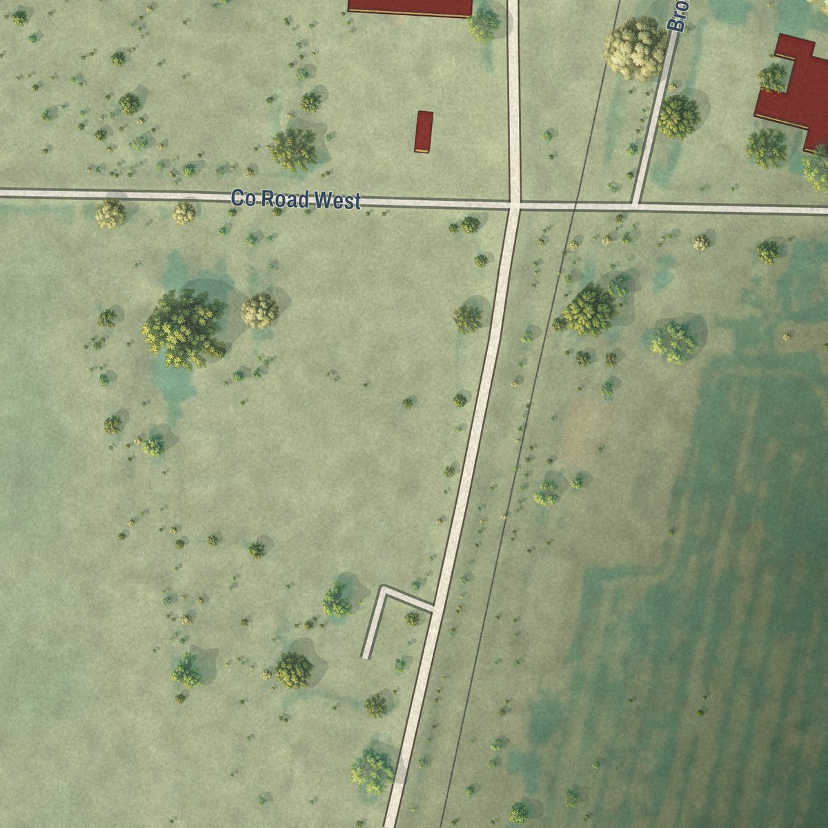 Second close-up of the map of La Jara, Colorado print showing more streets and buildings