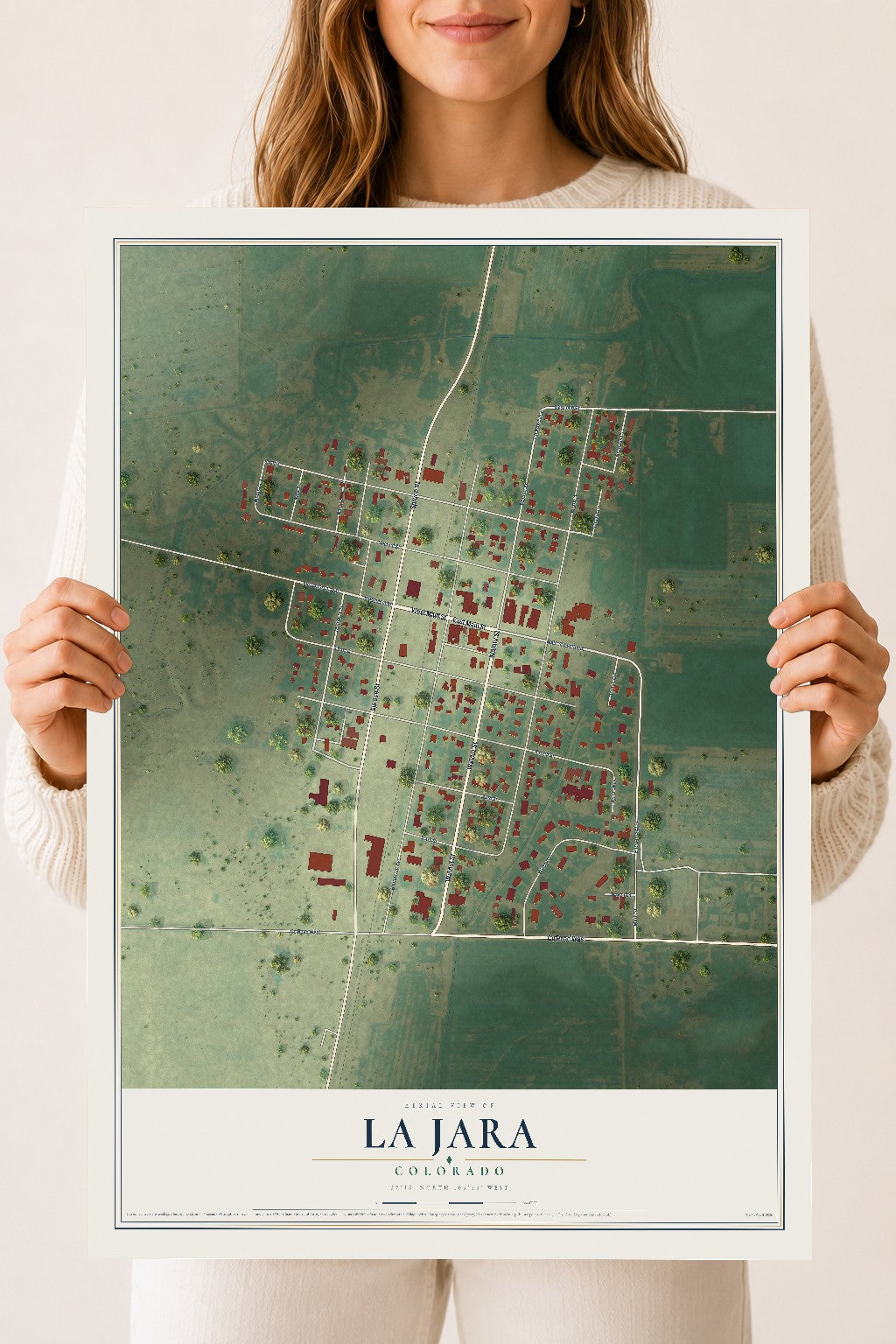 Map of La Jara, Colorado, 18 x 24 inch unframed archival matte print