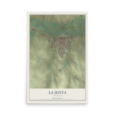 Map of La Junta, Colorado, 12 x 18 inch unframed archival matte print