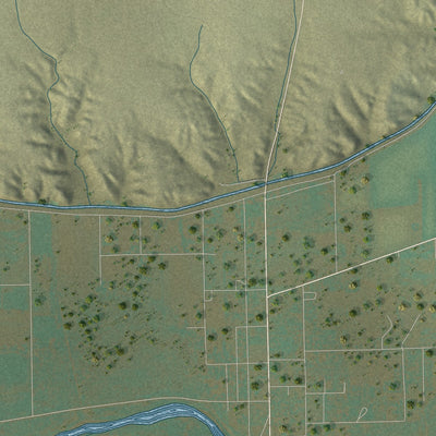 Second close-up of the map of La Junta, Colorado print showing more streets and buildings