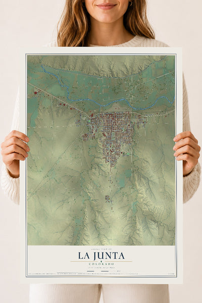Map of La Junta, Colorado, 18 x 24 inch unframed archival matte print