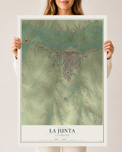 Map of La Junta, Colorado, 24 x 36 inch unframed archival matte print