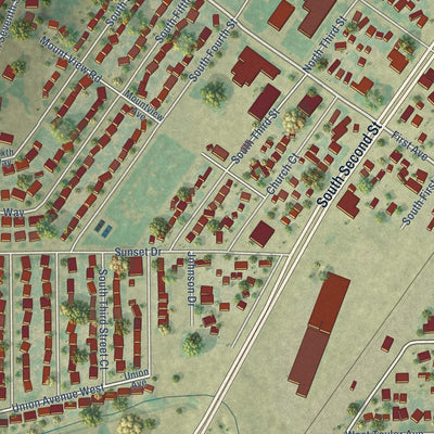 Close-up of the map of La Salle, Colorado print showing street and building detail