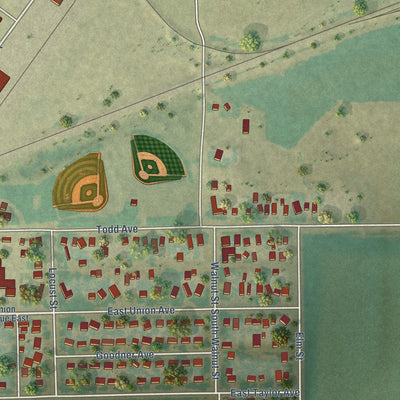 Second close-up of the map of La Salle, Colorado print showing more streets and buildings