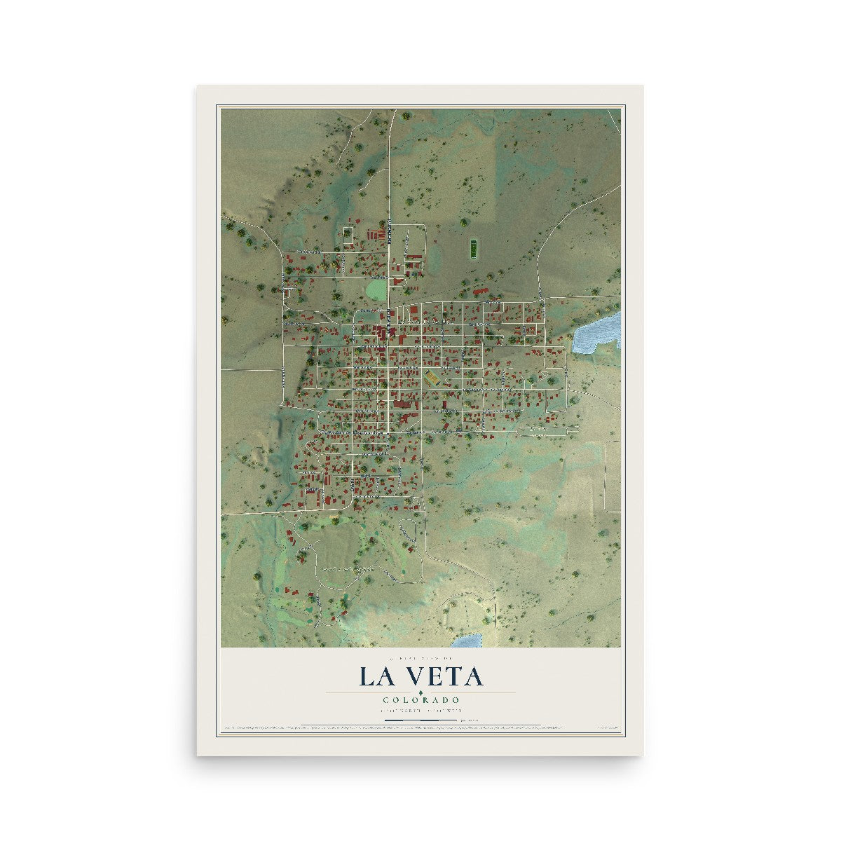 Map of La Veta, Colorado, 12 x 18 inch unframed archival matte print