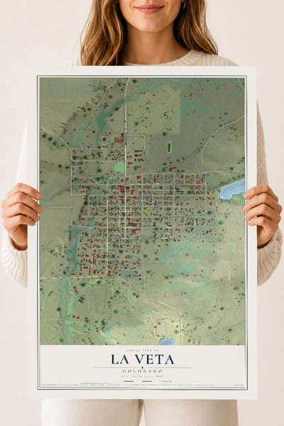 Map of La Veta, Colorado, 18 x 24 inch unframed archival matte print
