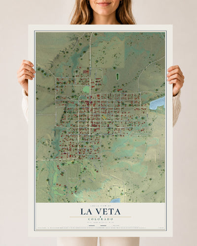 Map of La Veta, Colorado, 24 x 36 inch unframed archival matte print