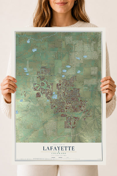 Map of Lafayette, Colorado, 18 x 24 inch unframed archival matte print