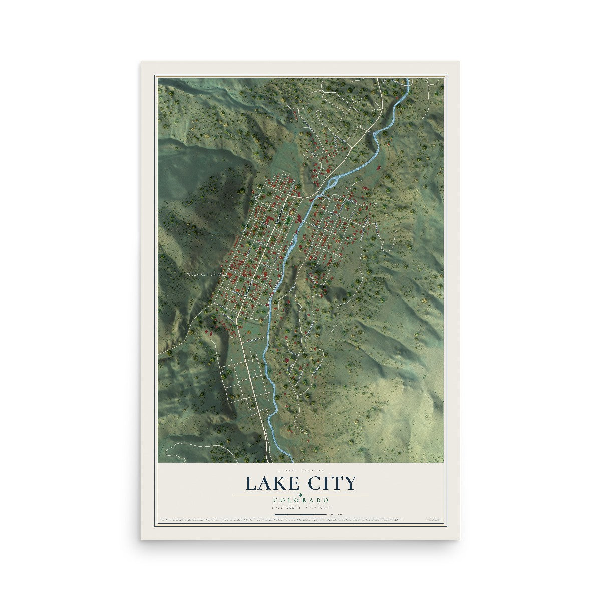 Map of Lake City, Colorado, 12 x 18 inch unframed archival matte print