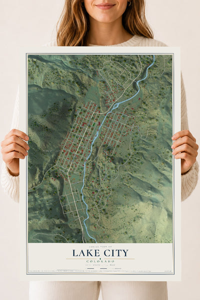 Map of Lake City, Colorado, 18 x 24 inch unframed archival matte print