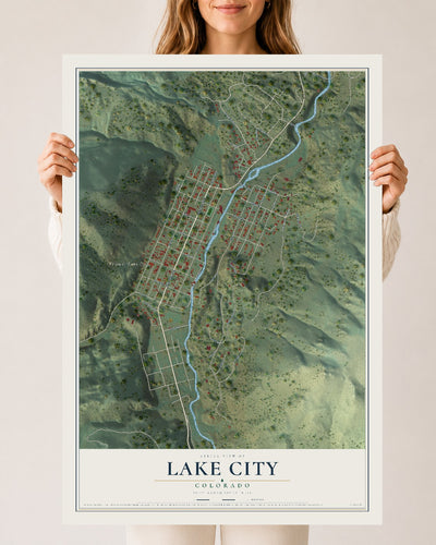 Map of Lake City, Colorado, 24 x 36 inch unframed archival matte print