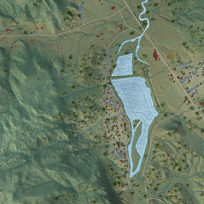 Close-up of the map of Lake George, Colorado print showing street and building detail