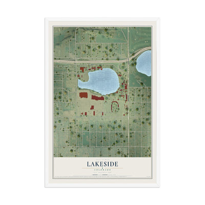 Map of Lakeside, Colorado, 12 x 18 inch print in a white wood frame