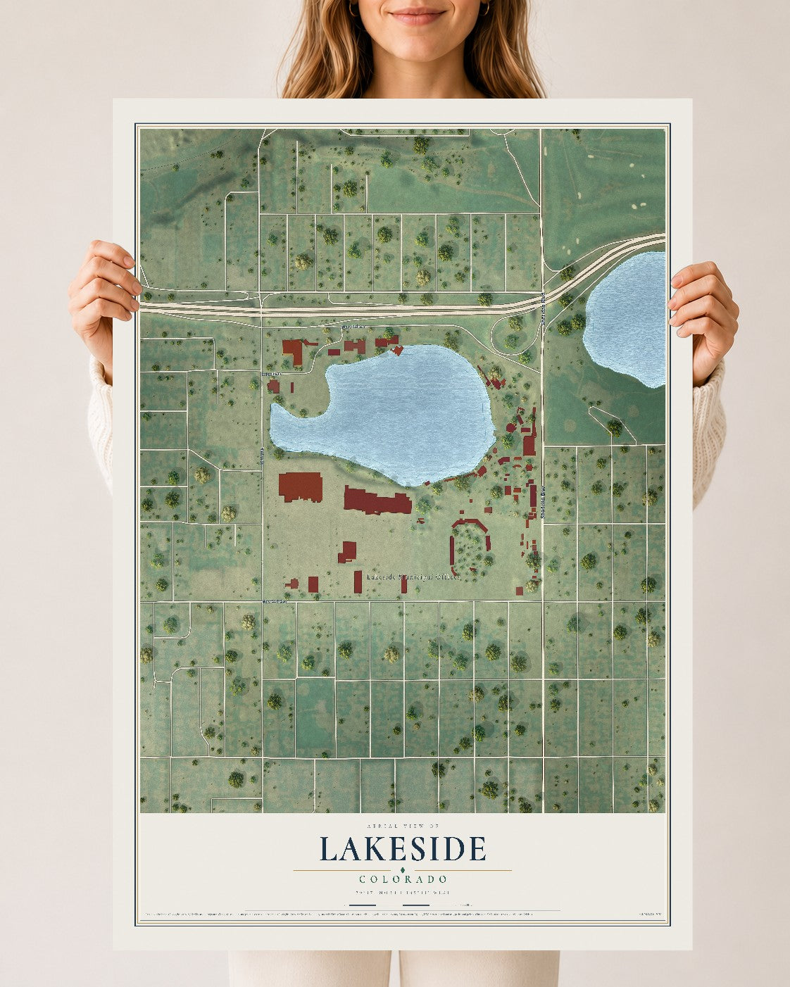 Map of Lakeside, Colorado, 24 x 36 inch unframed archival matte print