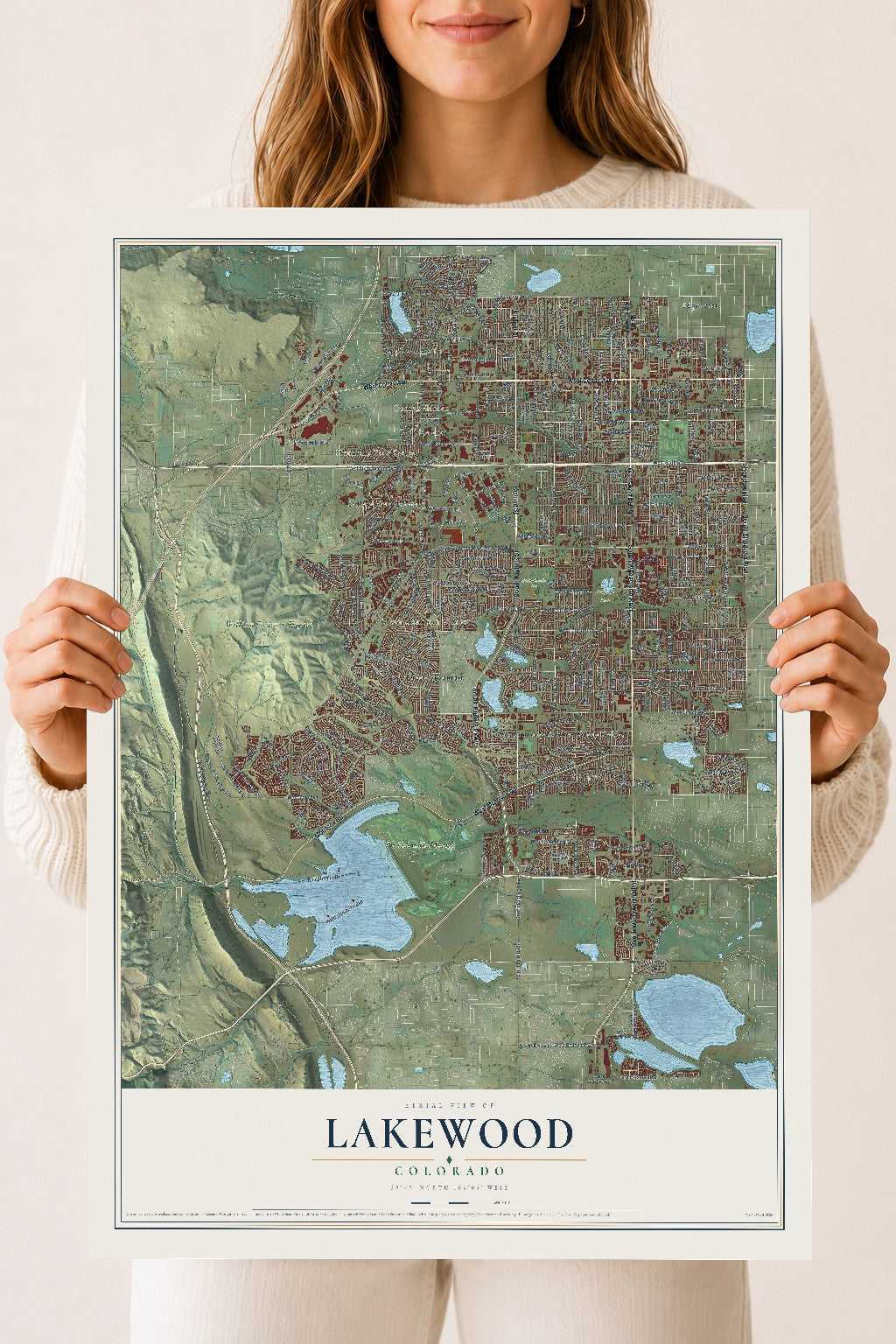 Map of Lakewood, Colorado, 18 x 24 inch unframed archival matte print