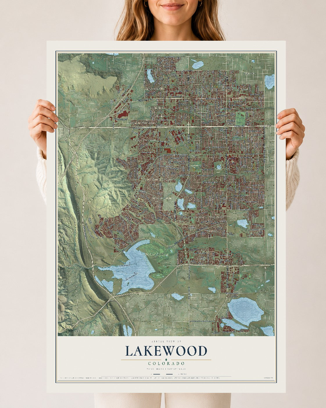 Map of Lakewood, Colorado, 24 x 36 inch unframed archival matte print
